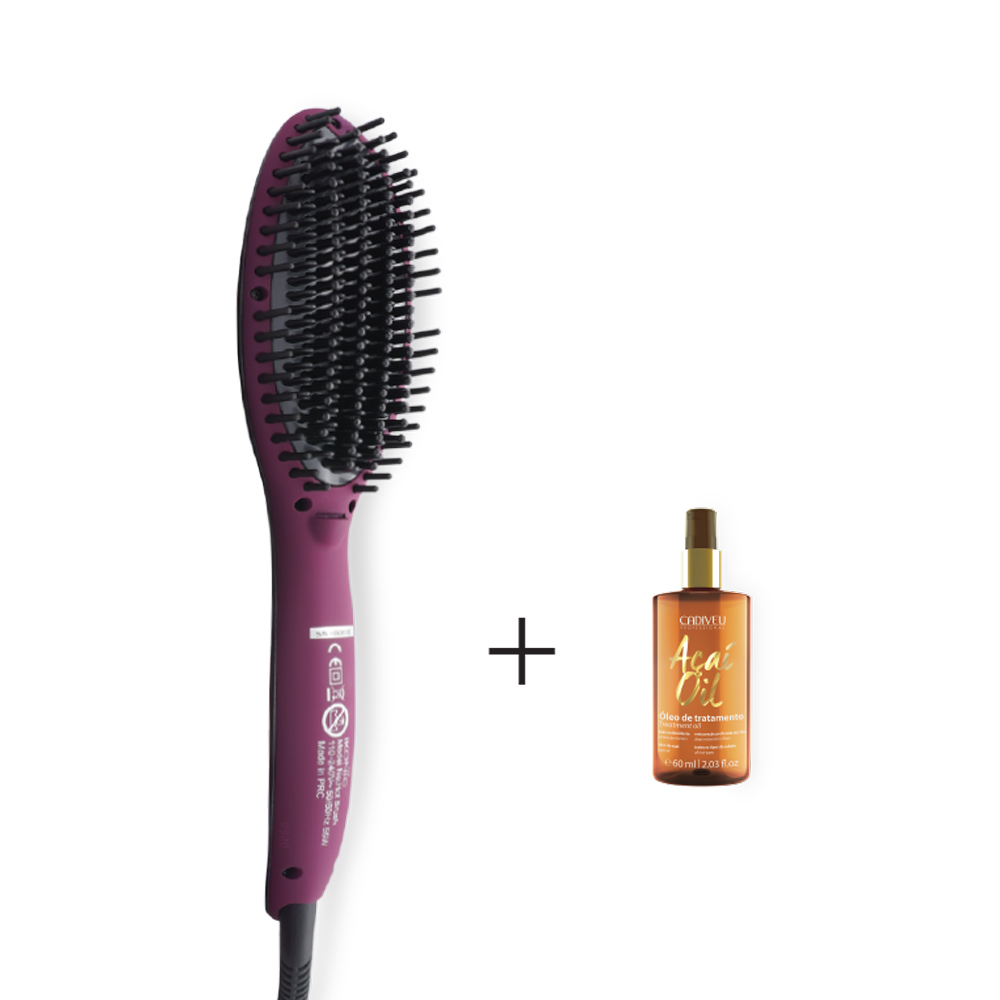 Hair Straightener Hot Brush (Burgundy) - Ikonic World